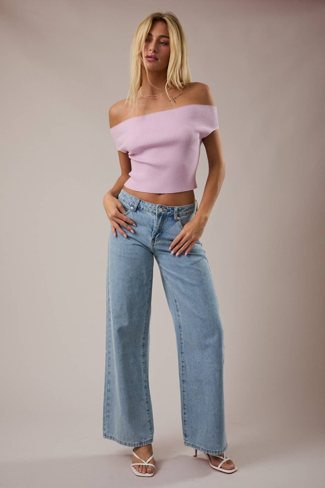 Off Shoulder Ribbed Top