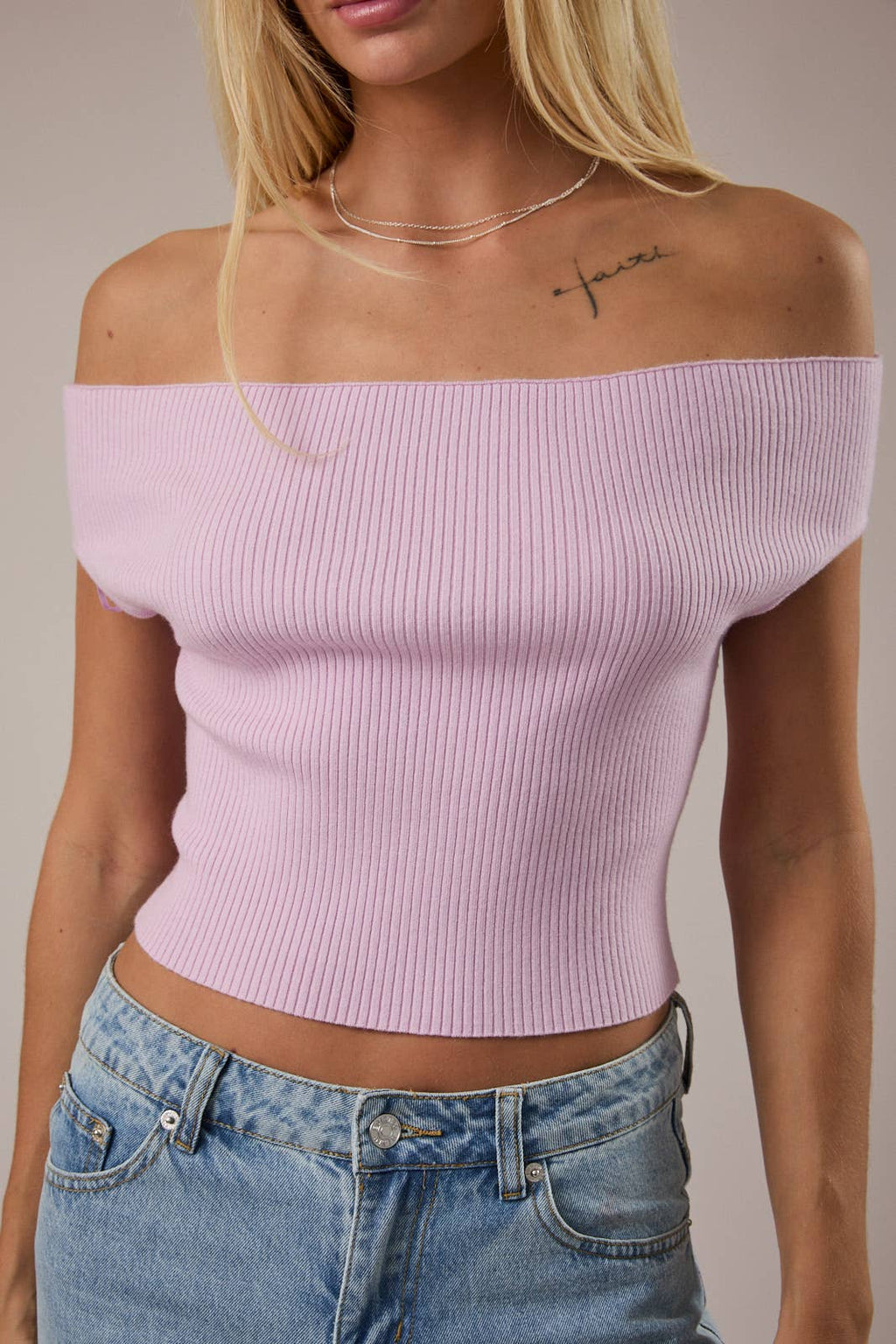Off Shoulder Ribbed Top