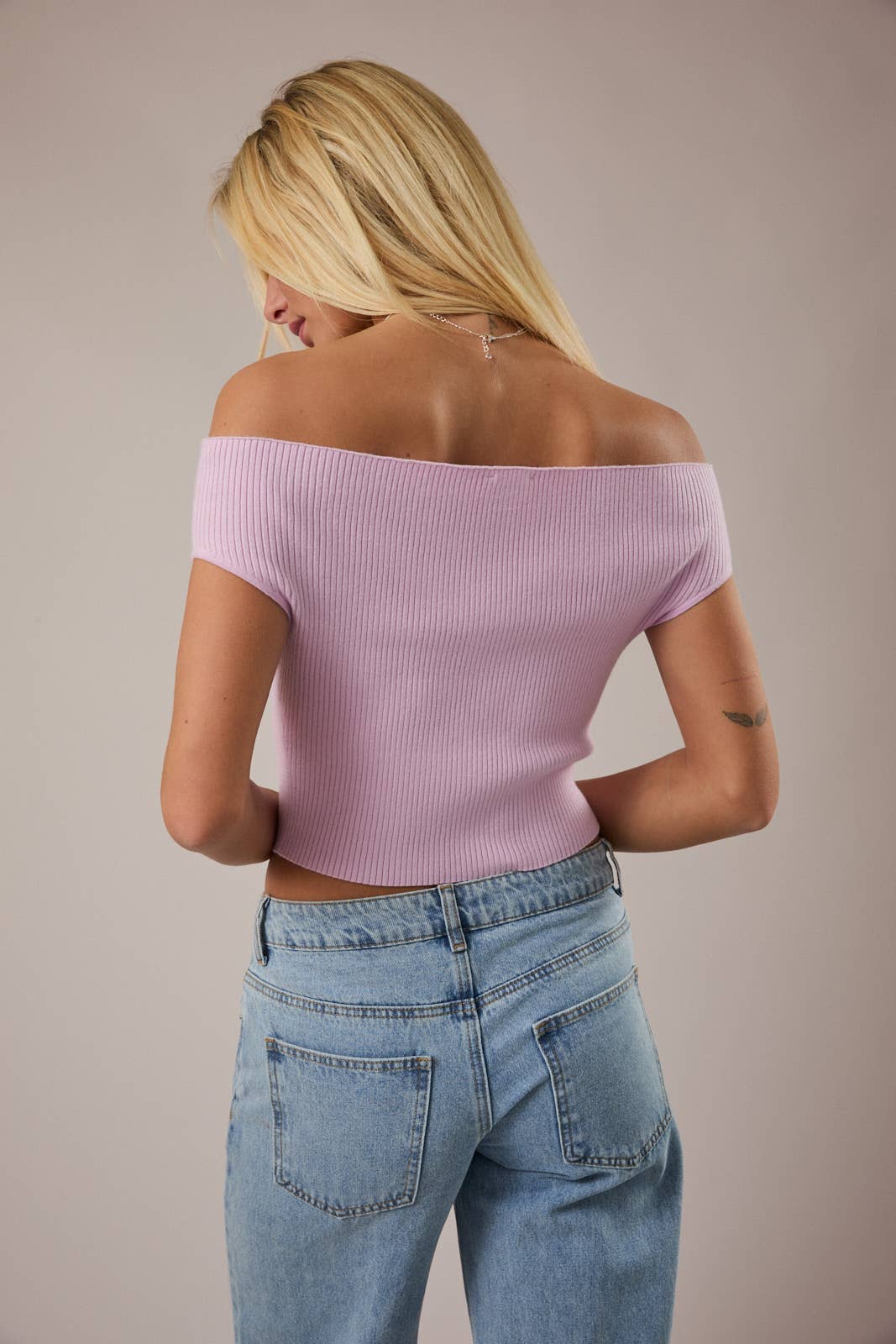 Off Shoulder Ribbed Top