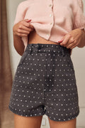 Polka Dot Denim Shorts