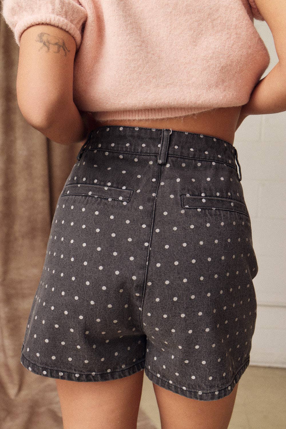 Polka Dot Denim Shorts